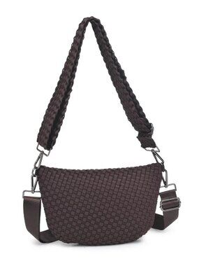 Sol and Selene Ethereal Woven Neoprene Chocolate Crossbody Shoulder Bag NWT